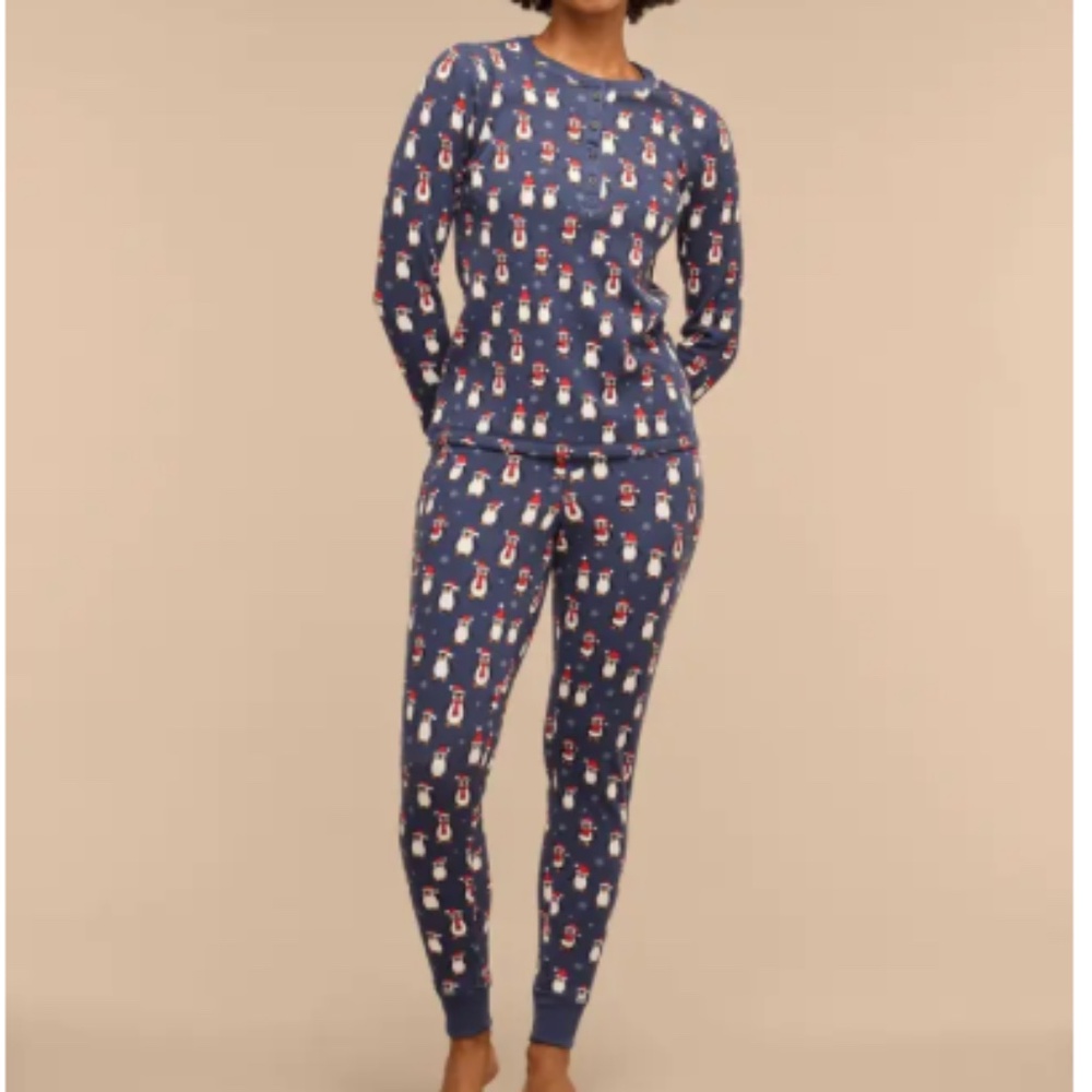 MeUndies Women's Waffle PJ Set. 2 piece. Penguin Parade. Small. NWT.